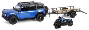 GREEN32320-C - FORD Bronco con rimorchio e accessori 2021 Nero e blu della serie HITCH & TOW in blister