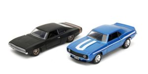 JAD34251 - CHEVROLET Cmaro blu e DODGE Charger Wide Body nera FAST & FURIOUS