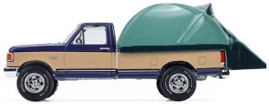 GREEN38080-D - Ford F-150 XLT Lariat del 1987, blu e beige, con tenda da tetto della serie The Great Outdoors, ancora nella sua confezione originale.