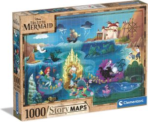 CLE39664 - 1000 pezzi puzzle Disney Maps La Sirenetta