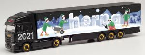 HER314176 - IVECO S-Way 4x2 con rimorchio furgone 3 assi Natale HERPA 2021