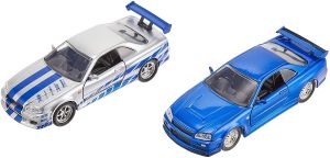 JAD31980 - Pack 2 NISSAN GTR R34 blu e grigio Fast and Furious