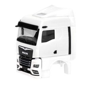 HER086349 - MAN TGX GM cabina con deflettori e telecamera retrovisore, bianco - 2 pezzi da assemblare