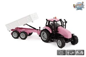 KID510241 - Trattore rosa con rimorchio