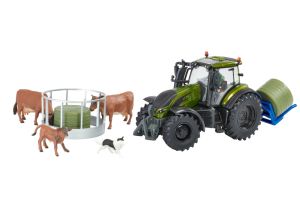BRI43323 - VALTRA Verde oliva metallizzato con alimentatore e caricatore di balle