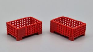 MSM5471/06 - 2 Scatole per pallet in rete metallica a mezza altezza, rosse - L.24 x P.16 x H.10.3 mm