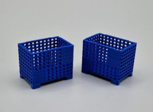 MSM5471/07 - 2 Scatole per pallet in rete metallica blu - L.24 x P.16 x H.19,4 mm