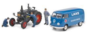 SCH7859 - LANZ BULLDOG con VOLKSWAGEN T1b e 3 meccanici di servizio LANZ BULLDOG
