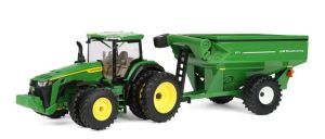 ERT85055 - Trattore JOHN DEERE 8R 340 con rimorchio per cereali J&M verde