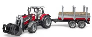 BRU2046 - MASSEY FERGUSON 7480 con caricatore di legna e rimorchio
