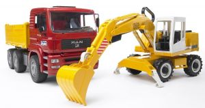 BRU2751 - Autocarro con cassone ribaltabile con pala LIEBHERR Scala: 1/16