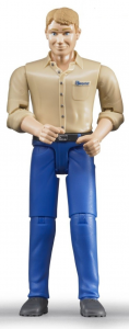 BRU60006 - Uomo biondo con camicia beige e pantaloni blu