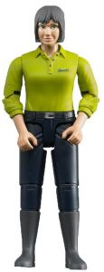 BRU60405 - Donna dai capelli scuri con camicia verde e pantaloni blu scuro Scala: 1/16