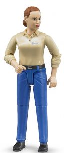 BRU60408 - Donna castagna con camicia beige e pantaloni blu