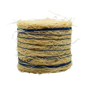 CW0282 - Balla di paglia rotonda con spago blu - Diametro: 3,7 x 4,4 cm