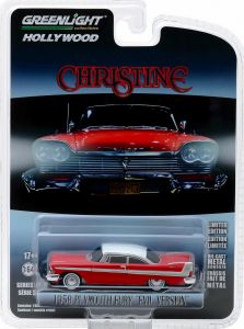 GREEN44840-B - PLYMOUTH Fury 1958 rosso bianco tetto versione malvagia finestre nere dal film Christine venduto in blister