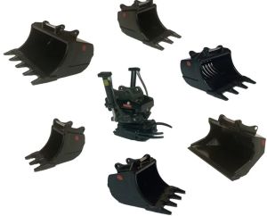 GF108-SET2 - Set Tiltrotator OILQUICK OQTR-33 con pinza e diverse benne per escavatori da 24 a 33 tonnellate