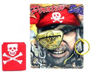 LPLI2200 - Kit pirata con benda sull'occhio; orecchino e bandana