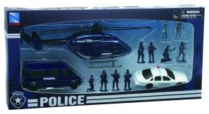 NEW63345 - Set della polizia con elicotteri e figure in scala casuale