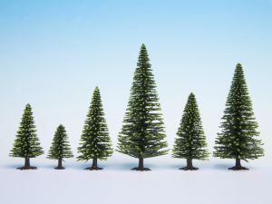 NOC26827 - Lotto di 10 alberi di Natale verde chiaro alti da 16 a 19 cm