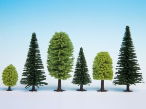 NOC26911 - Lotto di 10 alberi 5 abeti e 5 latifoglie alte da 5 a 14 cm