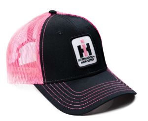 PIH39 - Berretto nero con logo IH sul retro in rete rosa