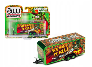 AWSP106 - Rimorchio chiuso a 2 assi Rat Fink - We hault it all - verde e rosso