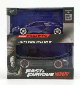 JAD35694 - TWIN PACK - McLAREN MP4 12C blu e DODGE Viper SRT nero FAST and FURIOUS