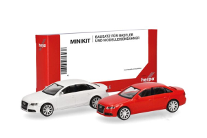 HER014144 - AUDI A4 Limo bianca e rossa - 2 pezzi da assemblare