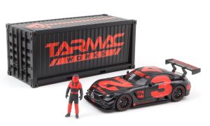 T64-008-4A3R - MERCEDES AMG GT3 #3 2018 con contenitore e statuetta Rouge et noir