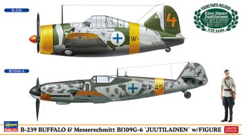HAW02439 - Aerei B-239 Buffalo e Messerschmitt Bf109G-6 con figura da assemblare e dipingere
