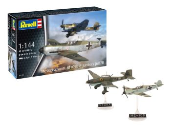 REV03770 - 2 aerei militari MESSERSCHMITT Bf109E & Junkers da assemblare e dipingere