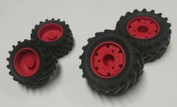ART04277 - 4 Ruote Trelleborg Rosse - Anteriori 47x24mm - Posteriori 62x30mm