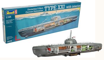 REV05078 - Sottomarini Deutsches U-Boot Typ XXI mit Interieur da assemblare e dipingere