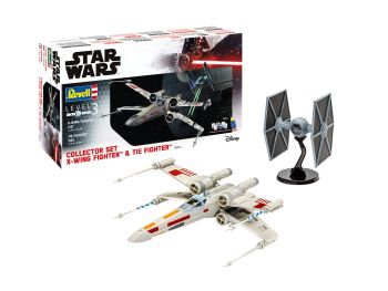 REV06054 - Set da Collezione X-Wing Fighter + TIE Fighter STAR WARS con dipinto da assemblare