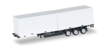 HER076494-002 - Rimorchio portacontainer a 3 assi con due container bianchi da 20 piedi