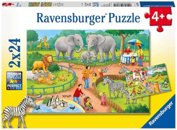RAV078134 - Puzzle 2x24 pezzi Un giorno allo zoo