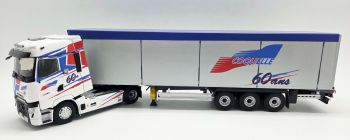 ELI118407 - RENAULT T High 4x2 2023 con rimorchio a 3 assi con pianale mobile COQUELLE di 60 anni