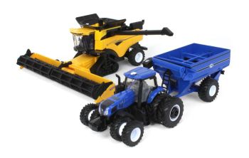 ERT13996 - Mietitrice NEW HOLLAND CR8.90 SamrtTrax con 2 falci e trattore NEW HOLLAND T8.410 con rimorchio per cereali J&M