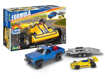 REV14581 - Pickup Chevrolet 4x4 del 1978 blu con pianale e cingoli - Malibu Grand Prix da assemblare e dipingere