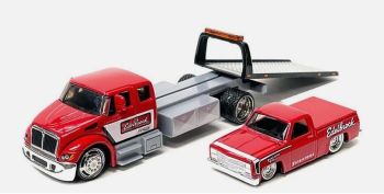 MST15055MJR - INTERNATIONAL Durastar Flatbed con pick-up CHEVROLET 1500 1987 - EDELBROCK sotto blister