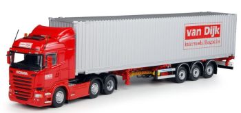 TEK65883 - SCANIA 3 assi con 3 assi portacontainer e 40 piedi container "VAN DIJK"