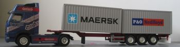 CON46124/01 - VOLVO FH16 4x2 NOOTEBOOM Con rimorchio portacontainer a 3 assi e container da 20 piedi P&O & MAERSK