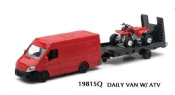 NEW19815C - Furgone rosso con rimorchio e quad rosso