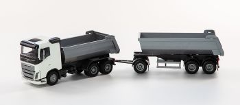 EMEK20352 - Autocarro con cassone ribaltabile VOLVO FH 6x4 bianco con cassone ribaltabile a 1+2 assi