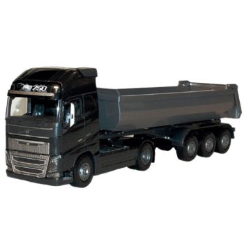 EMEK22353 - VOLVO FH16 4x2 nero con cassone ribaltabile a 3 assi