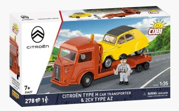 COB24627 - Camion bisarca CITROEN Type H con CITROEN 2CV tipo AZ gialla - 278 pezzi