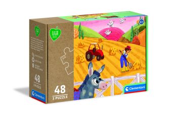 CLE25268 - 3 puzzle da 48 pezzi sugli animali della fattoria