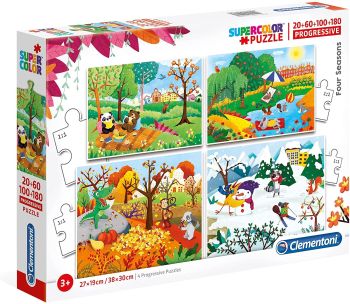 CLE21408 - 4 puzzle 20-60-100-180 pezzi - Le 4 stagioni