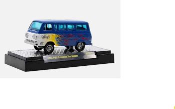 M2M-31600-GS14 - Furgone Ford Econoline del 1965, colore blu Gasser con fiamme, ancora nella confezione blister.